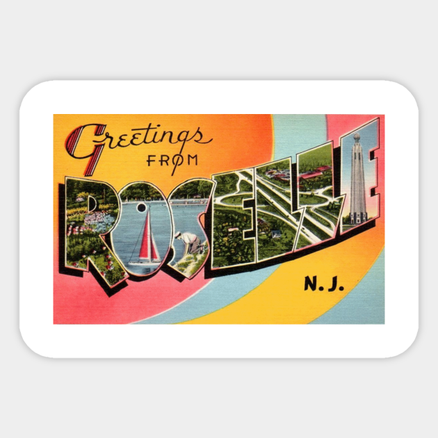Greetings from Roselle, New Jersey Vintage Large Letter Postcard